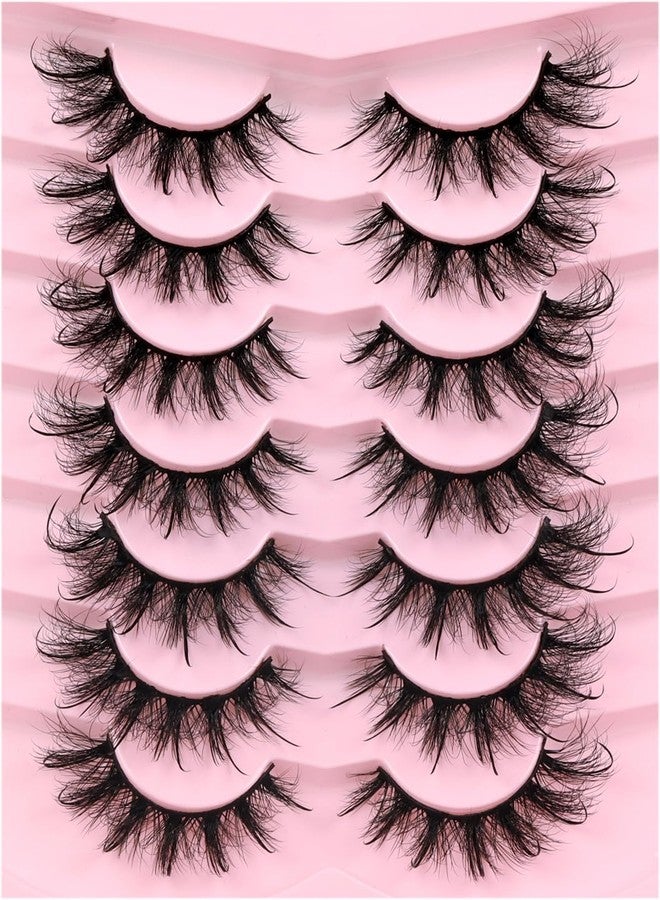 Veleasha Mink Lashes Spiky Cat Eye Lashes Dramatic Eyelashes Fluffy 7 Pairs Manga Lashes 16-26mm Wet Long False Eyelashes 3D Lashes Look Like Eyelash Extensions (D Curl - Pretty) - Image 1